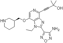 structure of CAS# 937174-76-0, GSK 690693;4-[2-(4-Amino-1,2,5-oxadiazol-3-yl)-1-ethyl-7-[(3S)-3-piperidinylmethoxy]-1H-imidazo[4,5-c]pyridin-4-yl]-2-methyl-3-butyn-2-ol