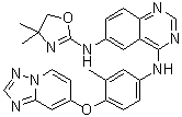 structure of CAS# 937263-43-9, Irbinitinib;N6-(4,5-Dihydro-4,4-dimethyl-2-oxazolyl)-N4-[3-methyl-4-([1,2,4]triazolo[1,5-a]pyridin-7-yloxy)phenyl]-4,6-quinazolinediamine; ARRY 380; ONT 380