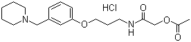 结构式 CAS# 93793-83-0, 盐酸罗沙替丁醋酸酯; 2-乙酰氧基-N-[3-[3-(1-哌啶基甲基苯)氧基]丙基]乙酰胺盐酸盐