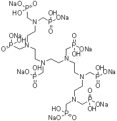 [1,2-Ethanediylbis[[(phosphonomethyl)imino]-2,1-ethanediyl[(phosphonomethyl)imino]-2,1-ethanediylnitrilobis(methylene)]]tetrakis-phosphonic acid octasodium salt molecular structure (CAS 93892-80-9)