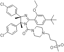 [(4R,5S)-4,5-Bis(4-chlorophenyl)-2-[4-(1,1-dimethylethyl)-2-ethoxyphenyl]-4,5-dihydro-4,5-dimethyl-1H-imidazol-1-yl][4-[3-(methylsulfonyl)propyl]-1-piperazinyl]methanone molecular structure (CAS 939981-39-2)