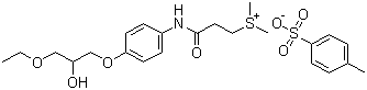 结构式 CAS# 94055-76-2, 甲磺司特; (2-(4-(3-乙氧基-2-羟基丙氧基)苯基氨基甲酰)乙基)二甲基锍对甲苯磺酸盐