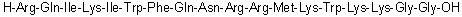 L-Arginyl-L-glutaminyl-L-isoleucyl-L-lysyl-L-isoleucyl-L-tryptophyl-L-phenylalanyl-L-glutaminyl-L-asparaginyl-L-arginyl-L-arginyl-L-methionyl-L-lysyl-L-tryptophyl-L-lysyl-L-lysylglycylglycine molecular structure (CAS 940866-75-1)