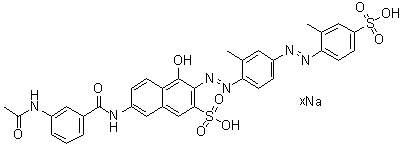 7-[[3-(Acetylamino)benzoyl]amino]-4-hydroxy-3-[[2-methyl-4-[(2-methyl-4-sulfophenyl)azo]phenyl]azo]-2-naphthalenesulfonic acid sodium salt molecular structure (CAS 94108-93-7)