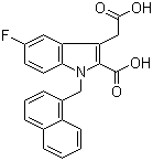 structure of CAS# 942191-15-3, 2-Carboxy-5-fluoro-1-(1-naphthalenylmethyl)-1H-indole-3-acetic acid