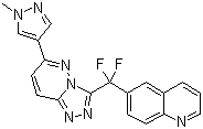 structure of CAS# 943540-75-8, JNJ 38877605;6-[Difluoro[6-(1-methyl-1H-pyrazol-4-yl)-1,2,4-triazolo[4,3-b]pyridazin-3-yl]methyl]quinoline