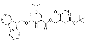 (3S,7S)-7-Carboxy-3-[(1,1-dimethylethoxy)methyl]-11,11-dimethyl-4,9-dioxo-5,10-dioxa-2,8-diazadodecanoic acid 1-(9H-fluoren-9-ylmethyl) ester molecular structure (CAS 944283-11-8)