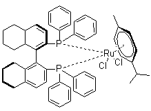 结构式 CAS# 944451-26-7, [(R)-(+)-2,2'-双(二苯基膦)-5,5',6,6',7,7',8,8'-八氢-1,1'-联萘基](对伞花烃)二氯化钌