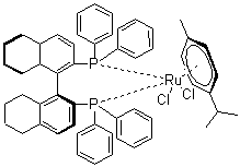 [(S)-(+)-2,2'-Bis(diphenylphosphino)-5,5',6,6',7,7',8,8'-octahydro-1,1'-binaphthyl](p-cymene)ruthenium(II) dichloride molecular structure (CAS 944451-27-8)