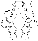 Chloro[(S)-(-)-5,5'-bis(diphenylphosphino)-4,4'-bi-1,3-benzodioxole](p-cymene)ruthenium(II) chloride molecular structure (CAS 944451-29-0)
