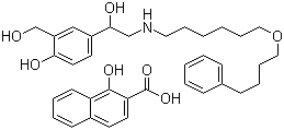 structure of CAS# 94749-08-3, Salmeterol xinafoate;2-(Hydroxymethyl)-4-[1-hydroxy-2-[6-(4-phenylbutoxy)hexylamino]ethyl]phenol 1-hydroxy-2-naphthoate