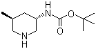 结构式 CAS# 951163-61-4, N-[(3S,5S)-5-甲基-3-哌啶基]氨基甲酸叔丁酯