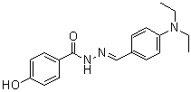 structure of CAS# 95167-41-2, GSK 9089;4-Hydroxybenzoic acid 2-[[4-(diethylamino)phenyl]methylene]hydrazide; DY 131
