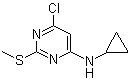 结构式 CAS# 951884-05-2, 6-氯-N-环丙基-2-(甲硫基)-4-嘧啶胺