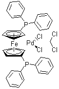结构式 CAS# 95464-05-4, [1,1'-双(二苯基膦)二茂铁]二氯化钯二氯甲烷络合物