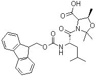 structure of CAS# 955048-89-2, (5R)-3-[(2S)-2-[[(9H-Fluoren-9-ylmethoxy)carbonyl]amino]-4-methyl-1-oxopentyl]-2,2,5-trimethyl-4-oxazolidinecarboxylic acid