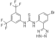 structure of CAS# 956014-19-0, 1-[3,5-Bis(trifluoromethyl)phenyl]-3-[4-bromo-2-(1H-tetrazol-5-yl)phenyl]thiourea