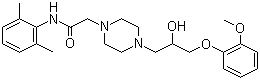 structure of CAS# 95635-55-5, Ranolazine;N-(2,6-Dimethylphenyl)-2-[4-[2-hydroxy-3-(2-methoxyphenoxy)propyl]piperazin-1-yl]acetamide