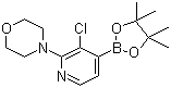 structure of CAS# 957198-28-6, 3-Chloro-2-(4-morpholino)pyridine-4-boronic acid pinacol ester;4-[3-Chloro-4-(4,4,5,5-tetramethyl-[1,3,2]dioxaborolan-2-yl)pyridin-2-yl]morpholine