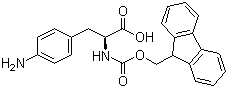 structure of CAS# 95753-56-3, Fmoc-4-Amino-L-phenylalanine;(S)-N-(9-Fluorenylmethyloxycarbonyl)-4-aminophenylalanine; Fmoc-4-Amino-Phe-OH