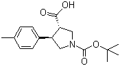 结构式 CAS# 959577-53-8, N-Boc-(3S,4R)-4-(4-甲基苯基)吡咯烷-3-羧酸