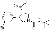结构式 CAS# 959582-16-2, N-Boc-(3S,4R)-4-(3-溴苯基)吡咯烷-3-羧酸