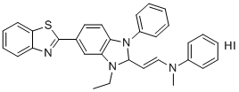 结构式 CAS# 959841-49-7, N-[(E)-2-[5-(1,3-苯并噻唑-2-基)-3-乙基-1-苯基-2H-苯并咪唑-2-基]乙烯基]-N-甲基苯胺氢碘酸盐
