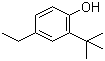 结构式 CAS# 96-70-8, 2-叔丁基-4-乙基苯酚; 6-叔丁基对乙基苯酚; 2-叔丁基对乙基苯酚; 2-(1,1-二甲基乙基)-4-乙基苯酚