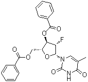 1-(3,5-Di-O-benzoyl-2-deoxy-2-fluoro-beta-D-arabinofuranosyl)-5-methyl-2,4(1H,3H)-pyrimidinedione molecular structure (CAS 97614-47-6)