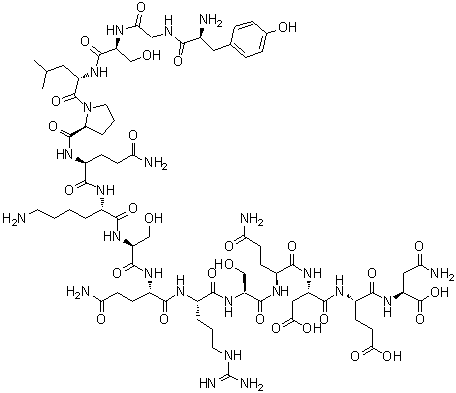 L-Tyrosylglycyl-L-seryl-L-leucyl-L-prolyl-L-glutaminyl-L-lysyl-L-seryl-L-glutaminyl-L-arginyl-L-seryl-L-glutaminyl-L-alpha-aspartyl-L-alpha-glutamyl-L-asparagine molecular structure (CAS 98474-59-0)