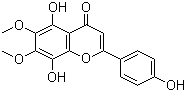 结构式 CAS# 98755-25-0, Isothymusin; 5,8-二羟基-2-(4-羟基苯基)-6,7-二甲氧基-4H-1-苯并吡喃-4-酮