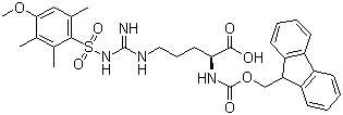 structure of CAS# 98930-01-9, N-Fmoc-N'-(4-methoxy-2,3,6-trimethylbenzenesulfonyl)-L-arginine;Fmoc-Arg(Mtr)-OH; N-9-Fluorenylmethoxycarbonyl-N'-(4-methoxy-2,3,6-trimethylbenzenesulfonyl)-L-arginine