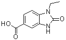 结构式 CAS# 99072-14-7, 1-乙基-2,3-二氢-2-氧代-1H-苯并咪唑-5-羧酸