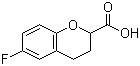 结构式 CAS# 99199-60-7, 6-氟色满-2-羧酸; 6-氟-3,4-二氢苯并吡喃-2-羧酸