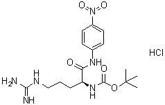 structure of CAS# 99306-64-6, N2-(tert-Butyloxycarbonyl)N5-(imino(amino)methyl)-L-ornithine p-nitroanilide monohydrochloride;(S)-[4-[(Aminoiminomethyl)amino]-1-[[(4-nitrophenyl)amino]carbonyl]butyl]carbamic acid 1,1-dimethylethyl ester monohydrochloride