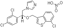 结构式 CAS# 99592-39-9, 硝酸舍他康唑; 1-(2-((7-氯苯并(b)噻吩-3-基)甲氧基)-2-(2,4-二氯苯基)乙基)-1H-咪唑硝酸盐